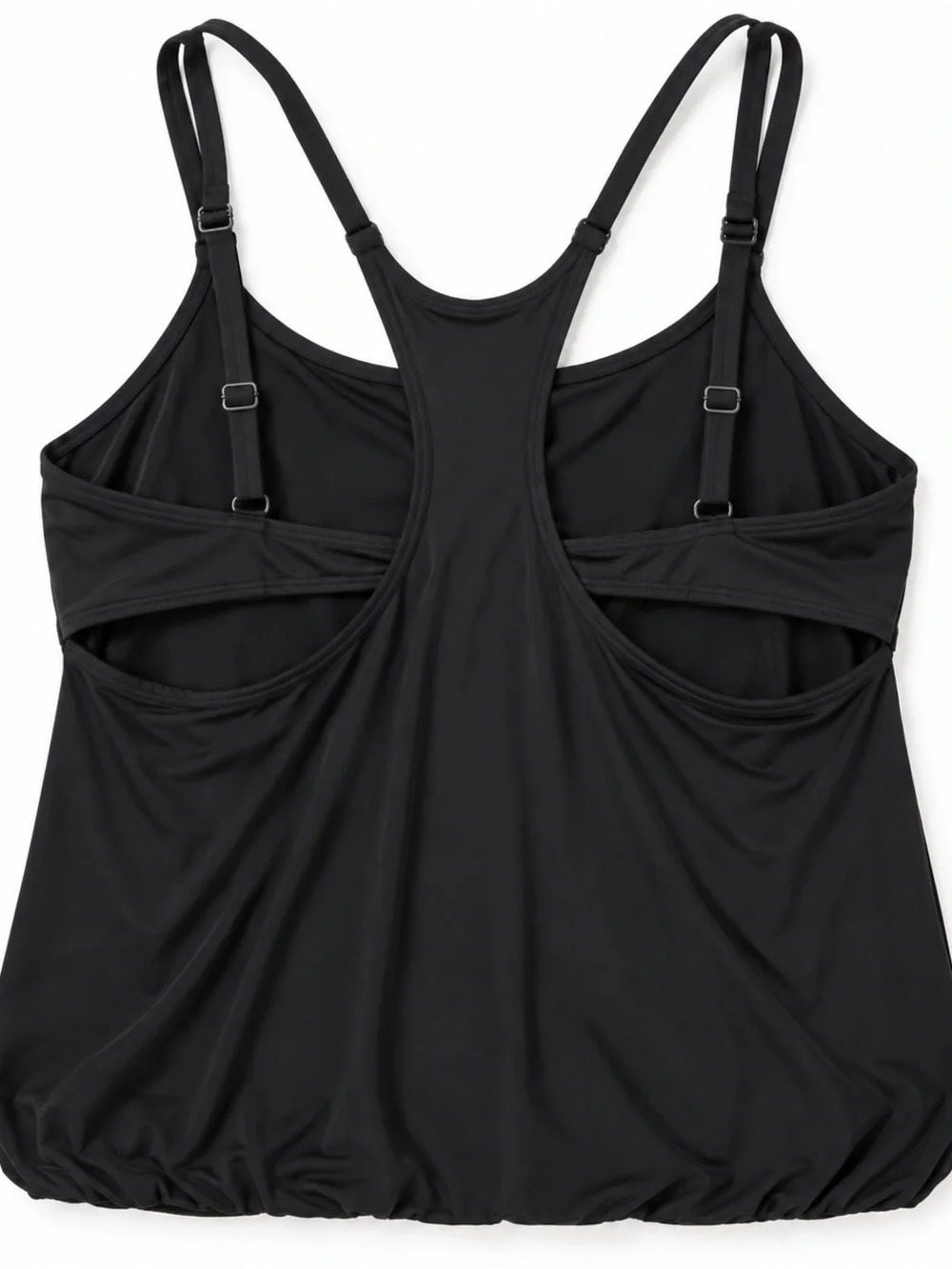 Athleta Seascape Blousy Tankini Swim Top Womens 38B/C Black NWT Underwire